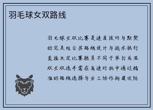 羽毛球女双路线